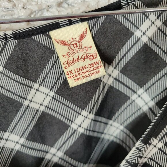 Faded Glory Womens Top 4X Plus Tank Sleeveless Black Plaid Comfy PLA29E - Picture 8 of 8